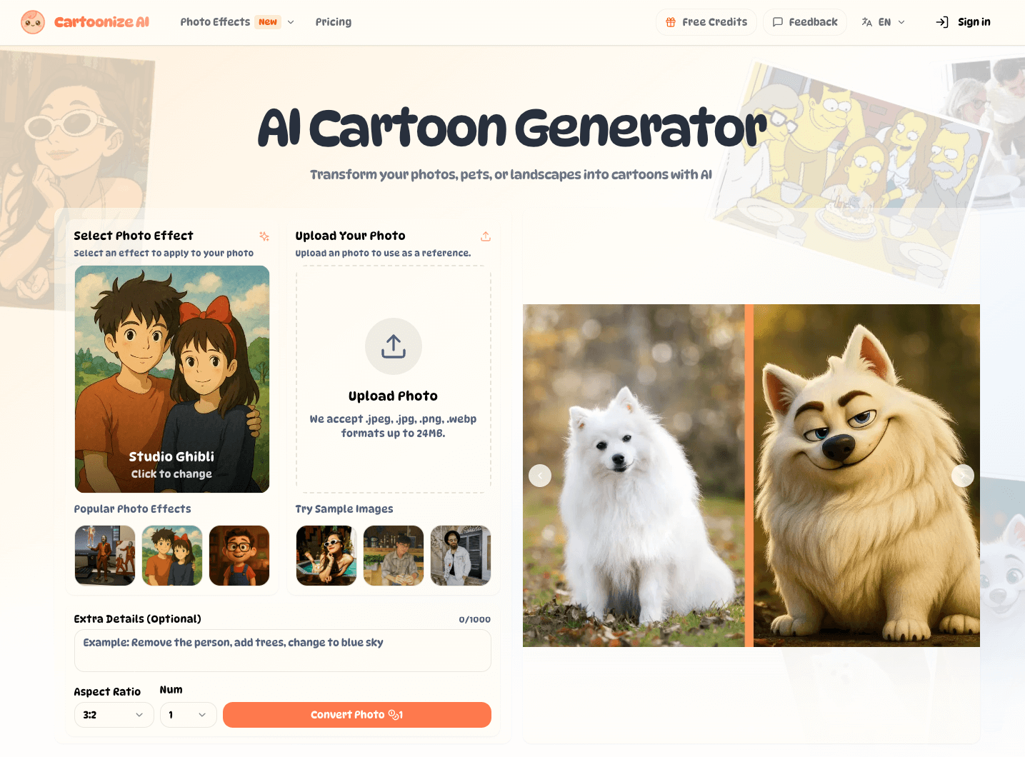 Cartoonize AI – 免费在线照片转卡通AI生成器
